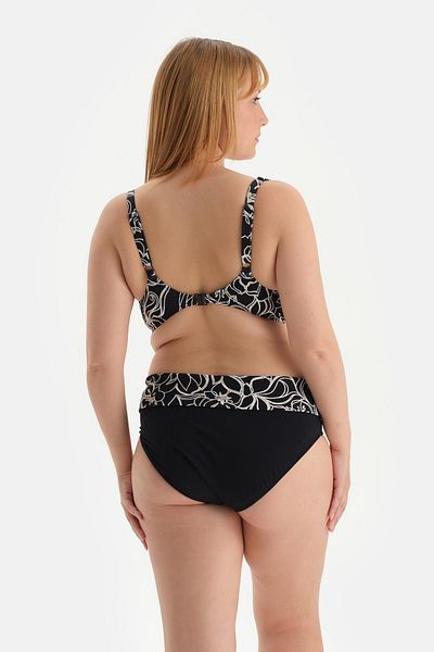 Dagi Weiß-schwarzes Bikinihöschen mit hoher Taille