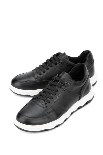 Tamer Tanca Erkek Hakiki Deri Siyah Deri Casual Ayakkabı