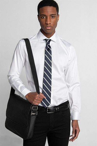 Tudors Slim Fit Μακρύ μανίκι 100% βαμβακερό σατέν Premium ανδρικό λευκό πουκάμισο