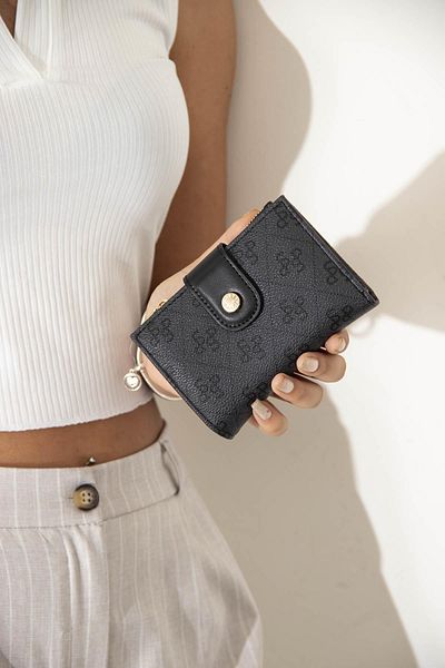 Silver Polo Silver & Polo Anthracite - Black Sp1107 Women's Wallet & Card Holder