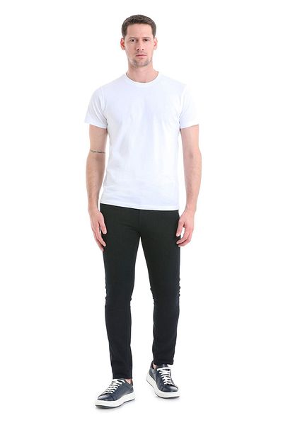 Hatemoğlu Παντελόνι από βαμβακερό καμβά Navy Blue Slim Fit - 5 τσέπες