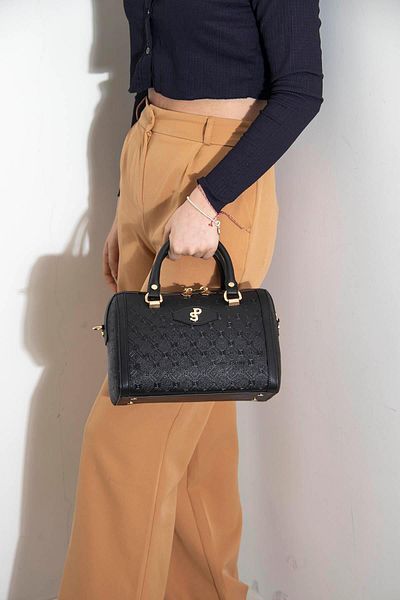 Silver Polo حقيبة يد نسائية فضية وبولو سوداء - سوداء Sp1091