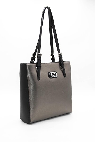 Silver Polo Model Sp1096 - Geantă neagră de umăr pentru femei, argintiu și polo platină