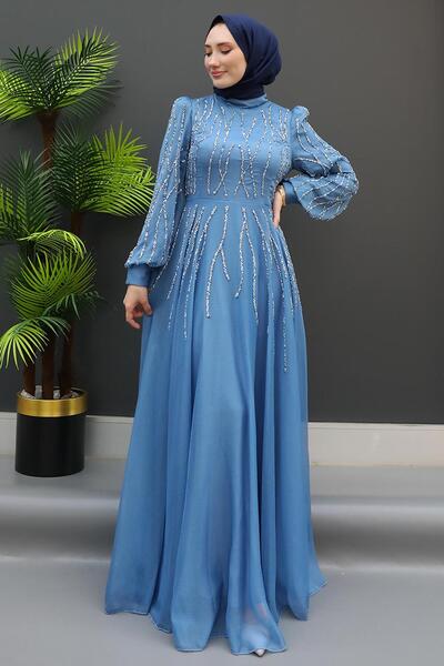 GİZ AGİYİM Βραδινό φόρεμα Hüma Janjan Indigo