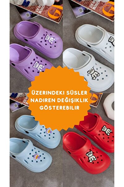 DRY WOOD Çocuk Önü Kapalı Terlik Çocuk Sevimli Terlik,Ayıcık Figürlü Çocuk Terlik