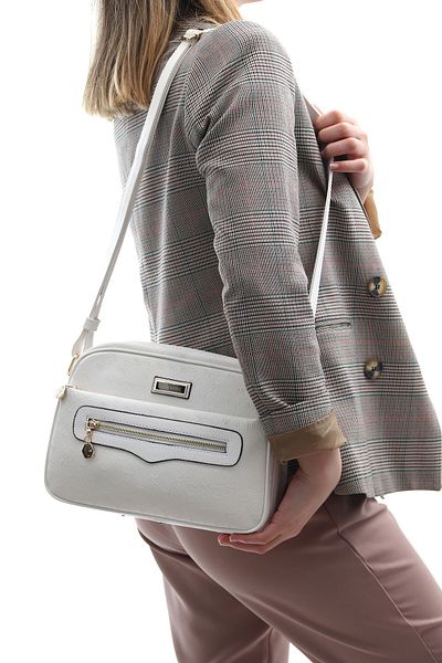 Silver Polo White SP491 - Geantă Crossbody pentru femei Silver & Polo