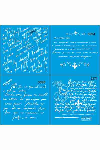 StencilSepeti El Yazıları 4'lü Set 8 20x20