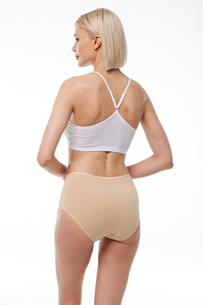 Malabadi Women's Skin Color 6 Pack Cotton Elastane High Waist Slip Panties 125