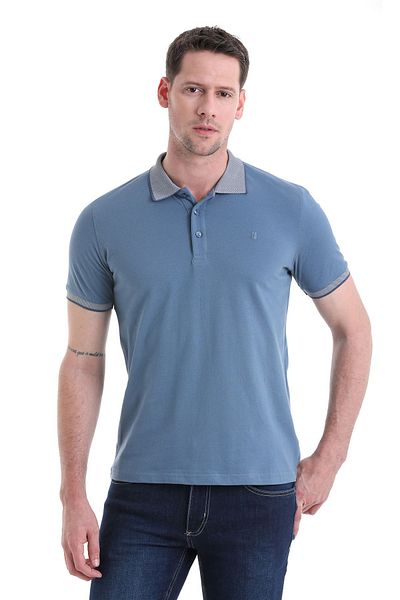 Hatemoğlu Μπλουζάκι Indigo Regular Fit Polo Neck - 100% βαμβάκι