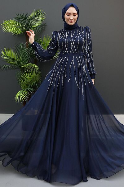 GİZ AGİYİM Βραδινό φόρεμα Hüma Janjan Navy Blue
