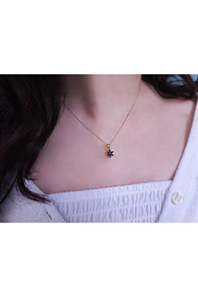 Sirius Pırlanta Safir Taşlı Çiğdem Çiçeği Kolye