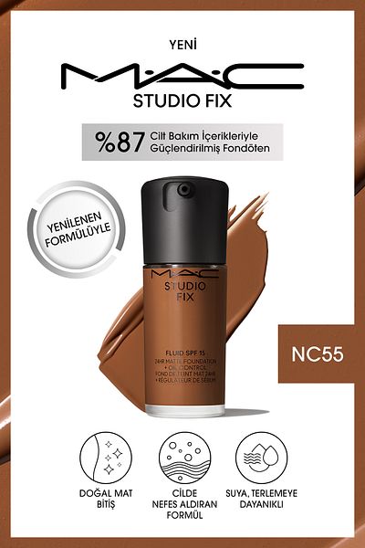 M.A.C Matte Foundation Lasting up to 24 Hours - Studio Fix Fluid Spf15 - Color: Nc55 - 30ml