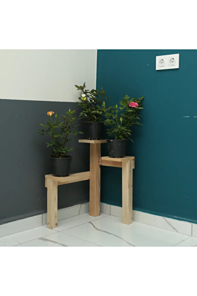 ME-BE WOOD Katlanabilir Köşem Saksı Standı, Dekoratif Ahşap Çiçeklik
