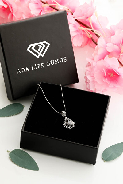 ADA LİFE GÜMÜŞ 925 Ayar Gümüş Oniks Taşlı Damla Model Oksitli Telkari Kadın K...