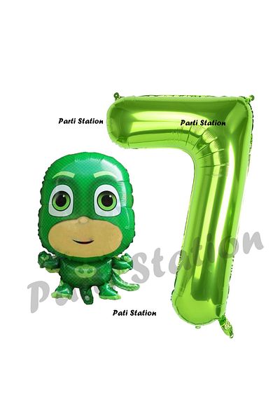 Parti Station 7 Year Old Birthday Children's Balloon - Pijamaskeliler Lizard Set PjMasks Concept