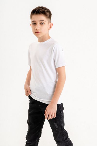 Cloudy Kids Tricou alb pentru băiat, cu mânecă scurtă, 100% bumbac