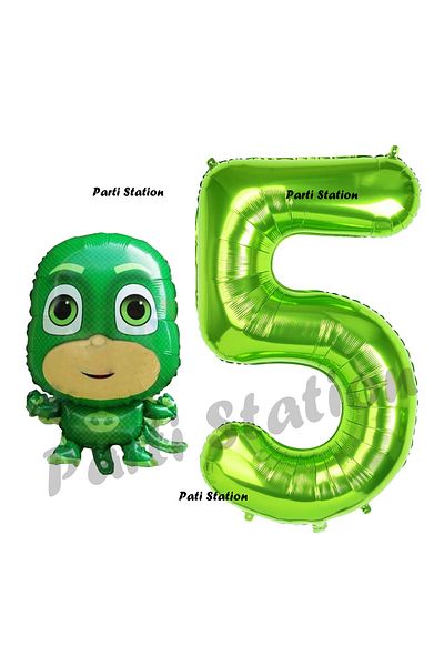 Parti Station 5 Year Old Children's Balloon - Pijamaskeliler Lizard Birthday Set PjMasks Concept