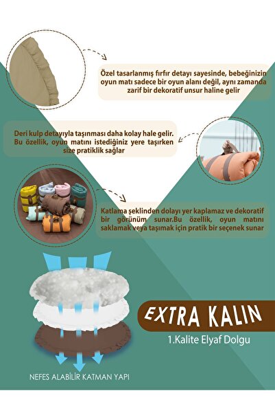 mordesign Bebek/Çocuk Oyun Halısı, Yenidoğan Emekleme Pedi, Aktivite Matı, Çok Amaçlı Minder, Kampçı Serisi