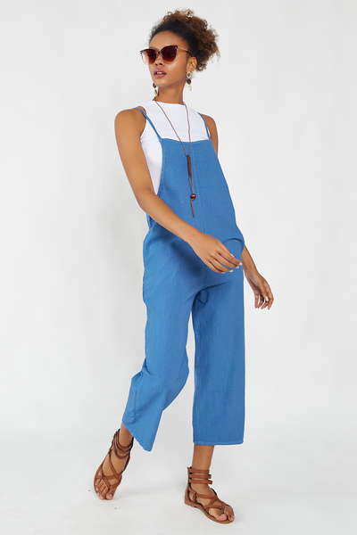 Hopoi Women's Indigo Strap Pocket Jumpsuit Hop669