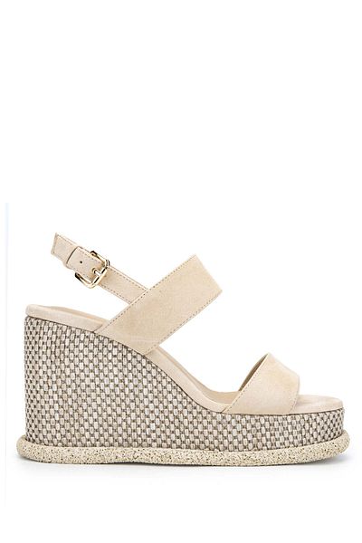 ROBERTO FESTA Woman's Genuine Leather Beige Suede Heeled Sandal