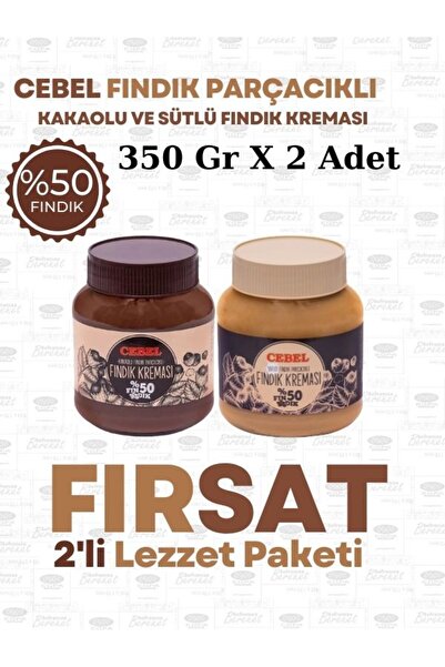 Cebel Fındık Parçacıklı Sütlü Ve Kakaolu Fındık Kreması 350 Gr %50 Fındık Ceb...
