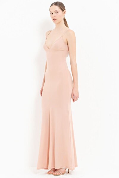 Kikiriki V YAKA ASKILI NUDE ELBİSE