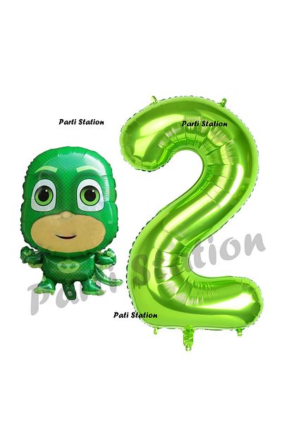 Parti Station 2 Year Old Birthday Children's Balloon - Pijamaskelilers Lizard Set PjMasks Concept