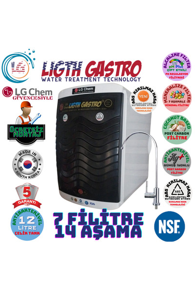 light gastro Lg Chem Plus Ücretsiz Montaj Beyaz-siyah Renk 12 Litre 7 Filitre...