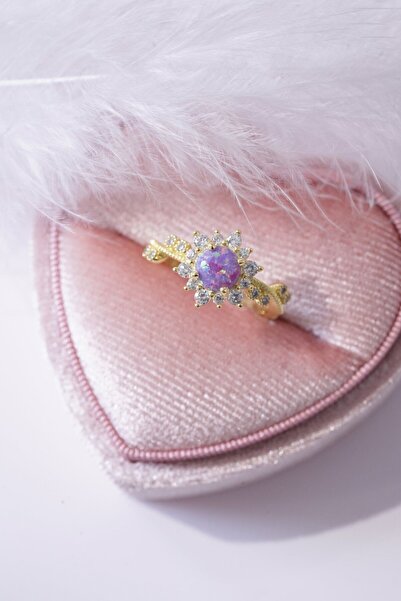 AŞIK ACCESSORIES Rapunzel'in Mor Opal Taşlı Güneşi - 925 Ayar Gümüş Yüzük