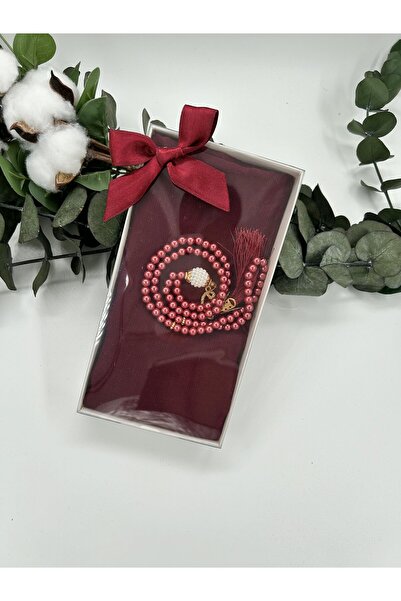 lenagiftworkshop طقم مهر وهدية وغطاء مزين باللمعان وخرز صلاة لؤلؤي مكون من 99 قطعة