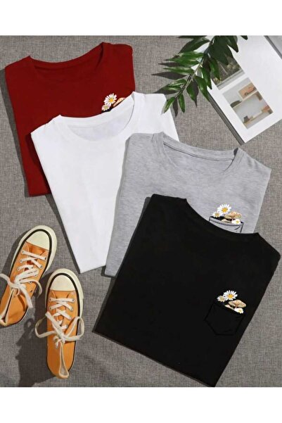 WOODROFFE Μπλουζάκι Boyfirend 4 τεμαχίων Basic εμπριμέ/μη εμπριμέ Unisex Loose Oversize