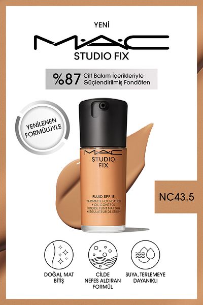 M.A.C Matte Foundation Lasting up to 24 Hours - Studio Fix Fluid Spf15 - Color: Nc43.5 - 30ml