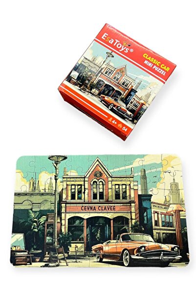 esatoys Ahşap Classic Car Mini Puzzle | 4 Yaş 54 Parça