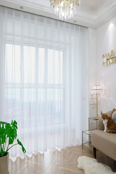 De'Vor Plain Plain Tulle Curtain for Rustic Cornice Use - 300x270 Size