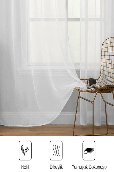 De'Vor Plain Plain Tulle Curtain for Rustic Cornice Use - 300x270 Size