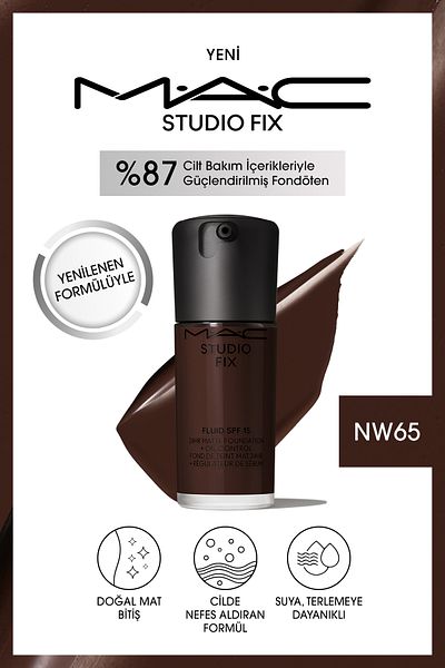M.A.C Matte Foundation Lasting up to 24 Hours - Studio Fix Fluid Spf15 - Color: Nw65 - 30ml