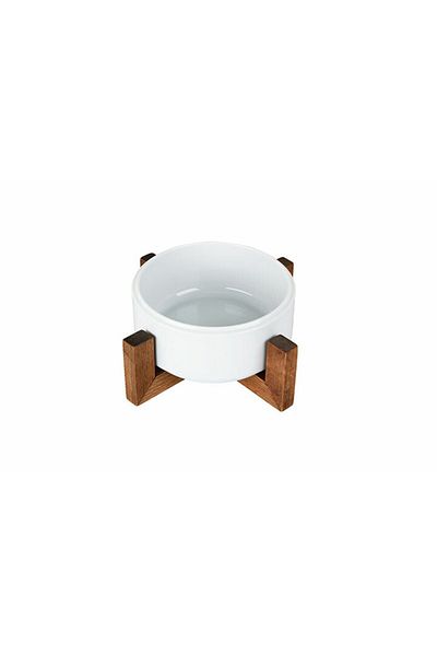 Porland White Wooden Footed Bowl 16 Cm