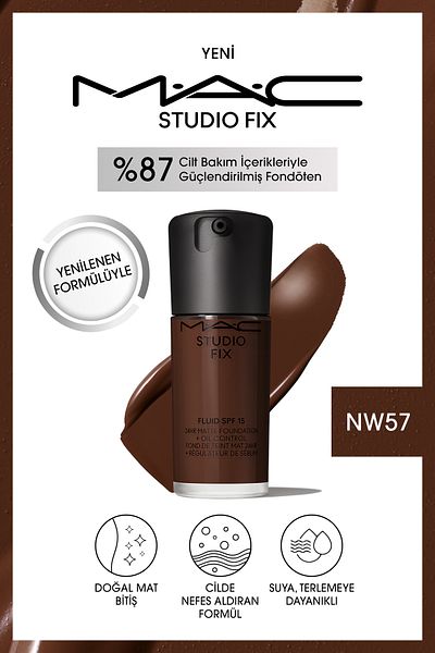 M.A.C Matte Foundation Lasting up to 24 Hours - Studio Fix Fluid Spf15 - Color: Nw57 - 30ml