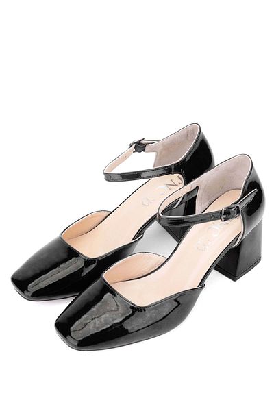 Tamer Tanca Women's Vegan Black Patent Leather Heeled Shoes