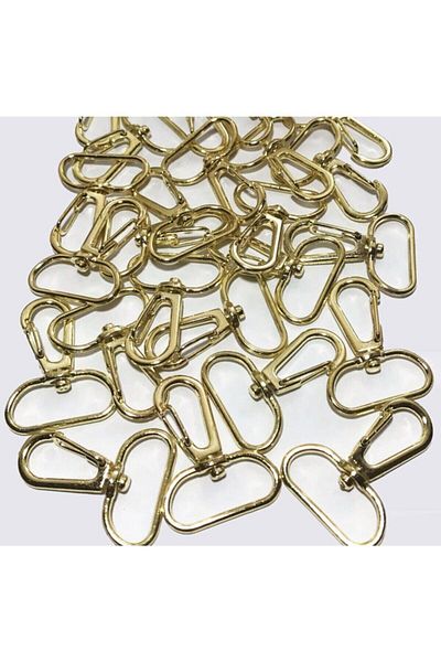 Aker Hediyelik 30 Pieces Gold Macrame Keychain Apparatus - Wire Hook, Lobster Ring