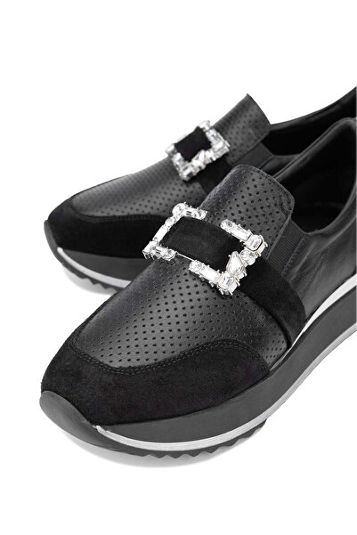 Tamer Tanca Kadın Hakiki Siyah Deri Sneakers & Spor Ayakkabı