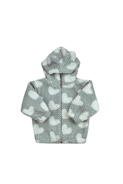 DECO Heart Baby Girl Plush Cardigan Water Green