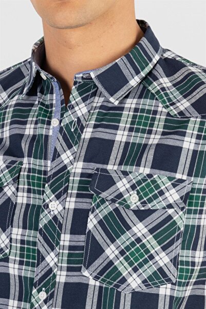 Tudors Cămașă pentru bărbați, cu mânecă scurtă, în carouri, cu două buzunar