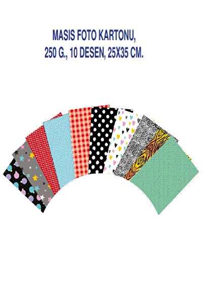 Masis KarmaOfis 25x35 cm Desenli Fon Kartonu 10'lu Karışık renk