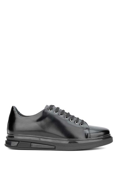 Tamer Tanca Men's Genuine Leather Black Opening Sneakers & Sports Shoes