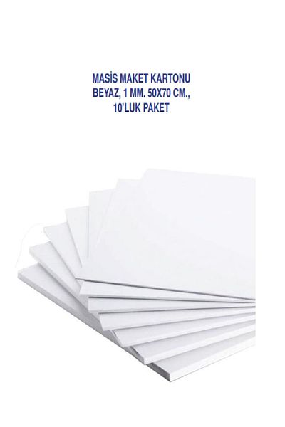 Masis White Model Cardboard - 50x70, 1mm, 10 Pieces Mixed Office