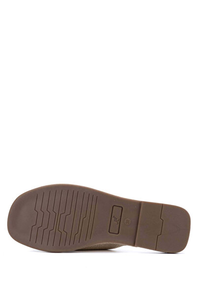 Tamer Tanca Γυναικείες φλατ παντόφλες από γνήσιο δέρμα κίτρινο