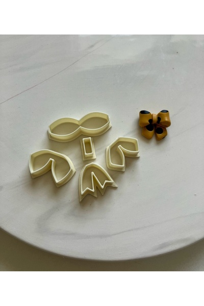 Volala Üç Boyutlu Kurdele 2 Polimer Kil Küpe Kalıbı - 16 mm