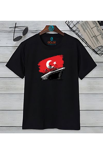 Gölge Store Ataturk Moon Star Bandırma Chest Printed Oversize Unisex T-Shirt