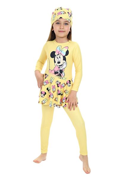 ÖYKÜ KİDS Beaded Girl's Stylish Swimsuit with Skirt Detail